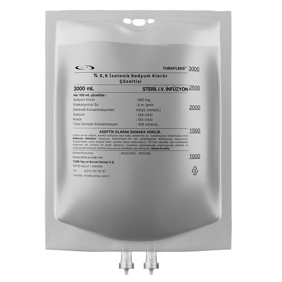  Turkfleks % 0,9 İzotonik Sodyum Klorür Çözeltisi 3000 mL