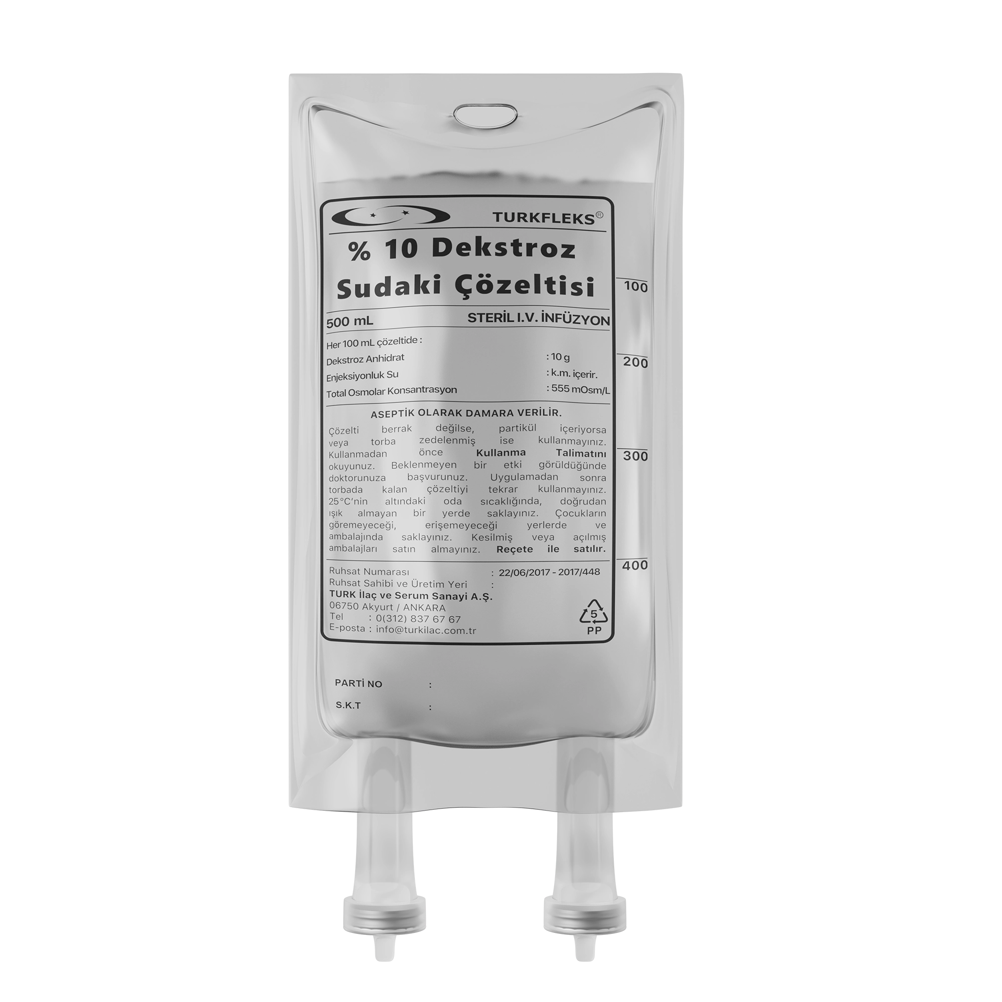Turkfleks % 10 Dekstroz Sudaki Çözeltisi