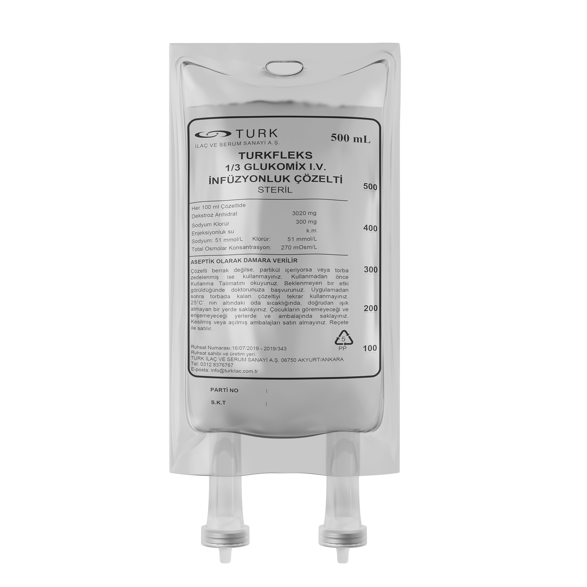  Turkfleks 1 / 3 Glukomix I.V. İnfüzyonluk Çözelti