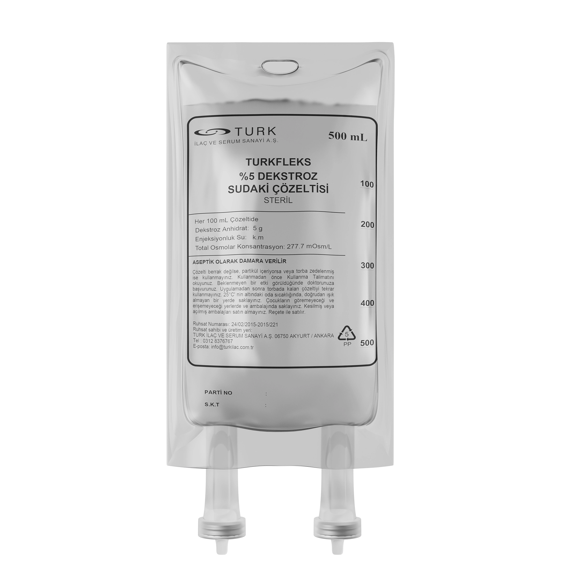 Turkfleks % 5 Dekstroz Sudaki Çözeltisi